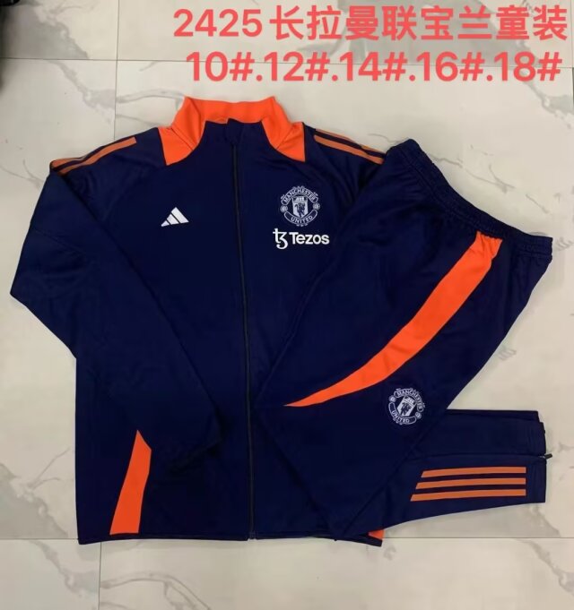 Kids 2024/25 Manchester United Royal Blue Kids/Youth Jacket Uniform-815