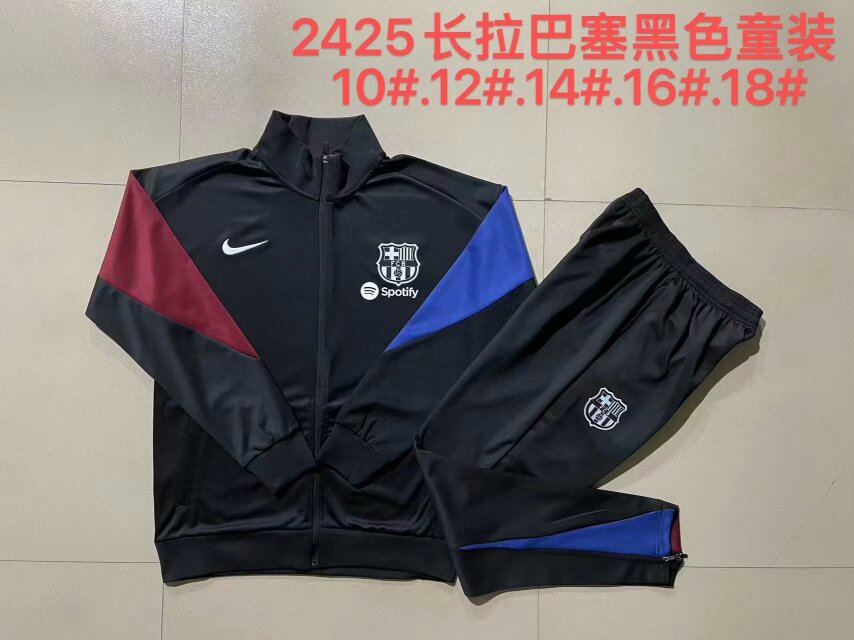 Kids 2024/25 Barcelona Black Kids/Youth Soccer Jacket Uniform-815