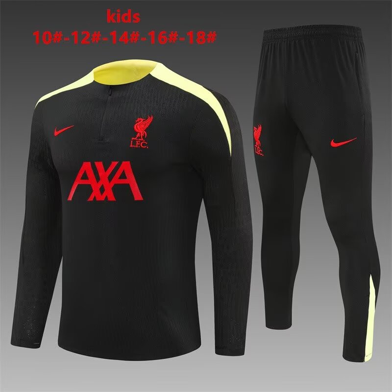 Player Version 2024/25 Liverpool Black Kids/Youth Soccer Tracksuit-801