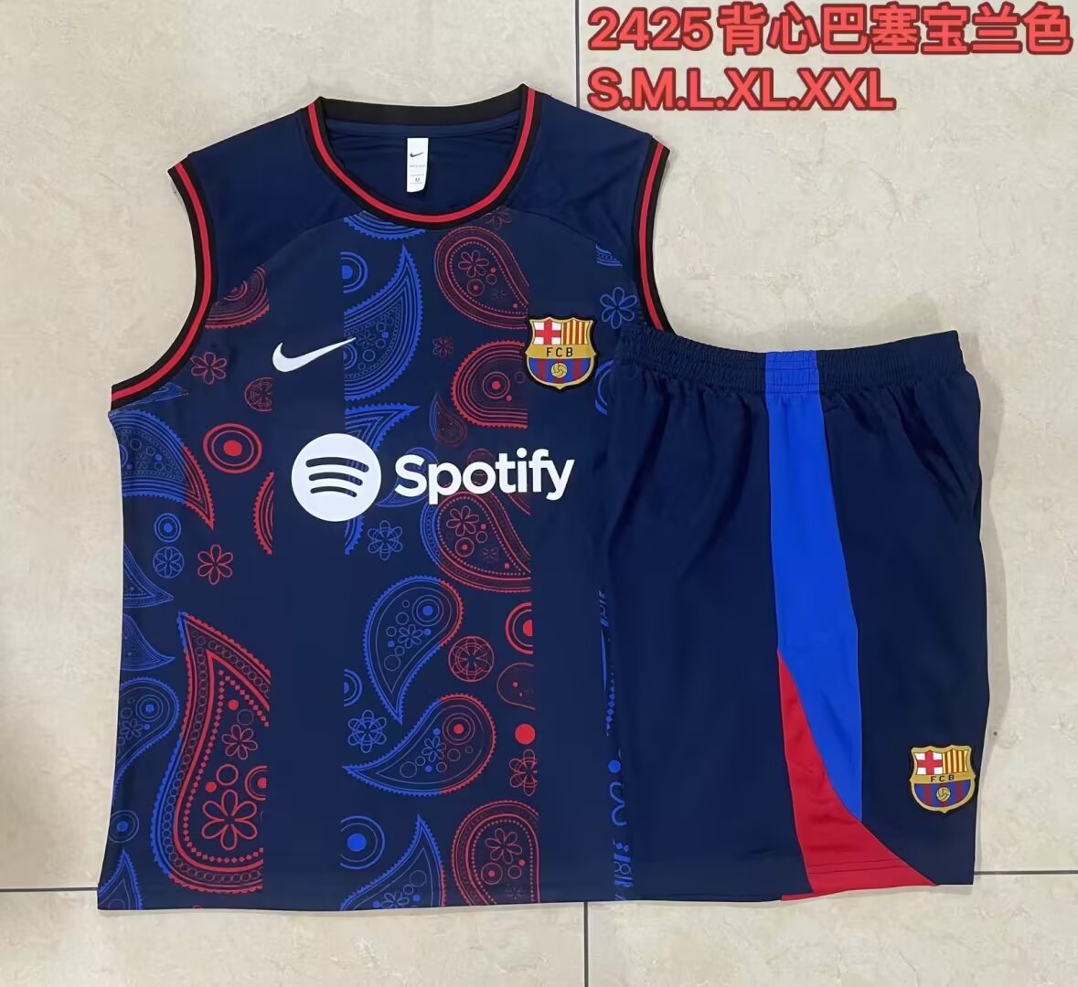 2024/25 Barcelona Royal Blue Shorts-Sleeve Thailand Soccer Uniform-815