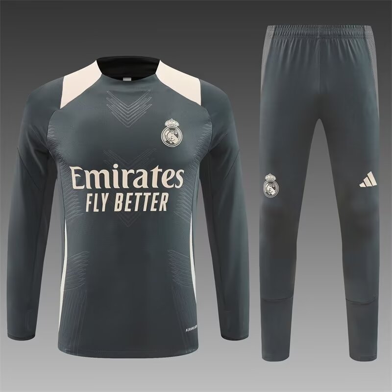 Player Version 2024/25 Real Madrid Dark Gray Soccer Tracksuit Uniform-801/815