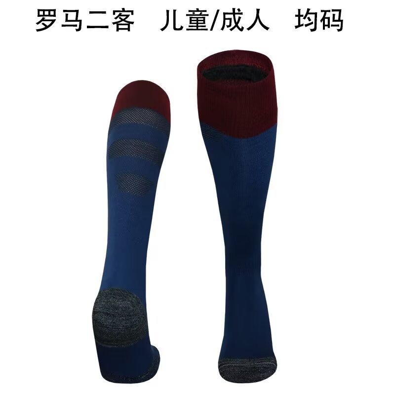 Kids/Adult 2024/25 Roma 2nd Away Blue Thailand Soccer Socks