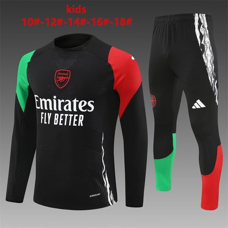 Player Version Kids 2024/25 Arsenal Black Kids/Youth Soccer Tracksuit Uniform-801