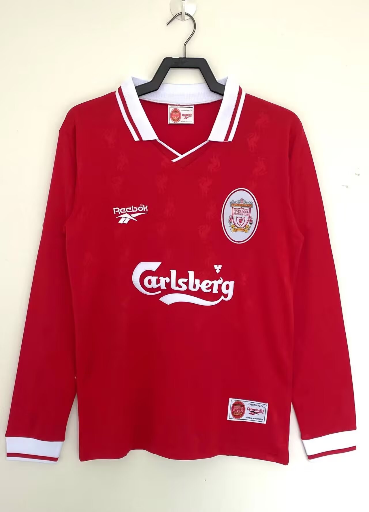 1996-97 Retro Version Liverpool Home Red LS Thailand Soccer Jersey AAA-811