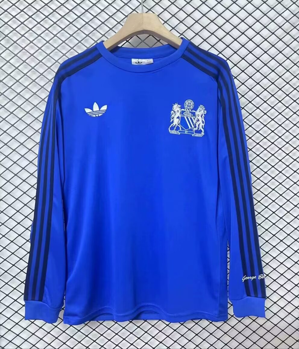 Retro Jointed Version Manited United Blue LS Thailand Soccer Jersey AAA-95