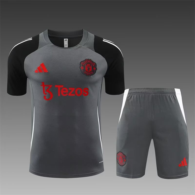 2024/25 Manchester United Dark Gray Shorts-Sleeve Thailand Tracksuit Uniform-801