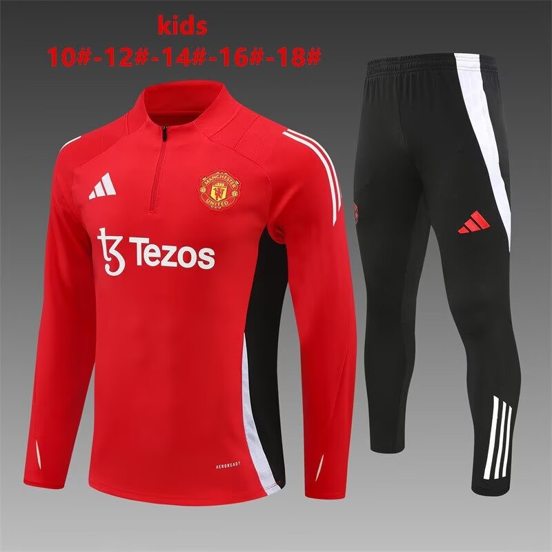 Kids 2024/25 Manchester United Red Kids/Youth Thailand Tracksuit Uniform-801