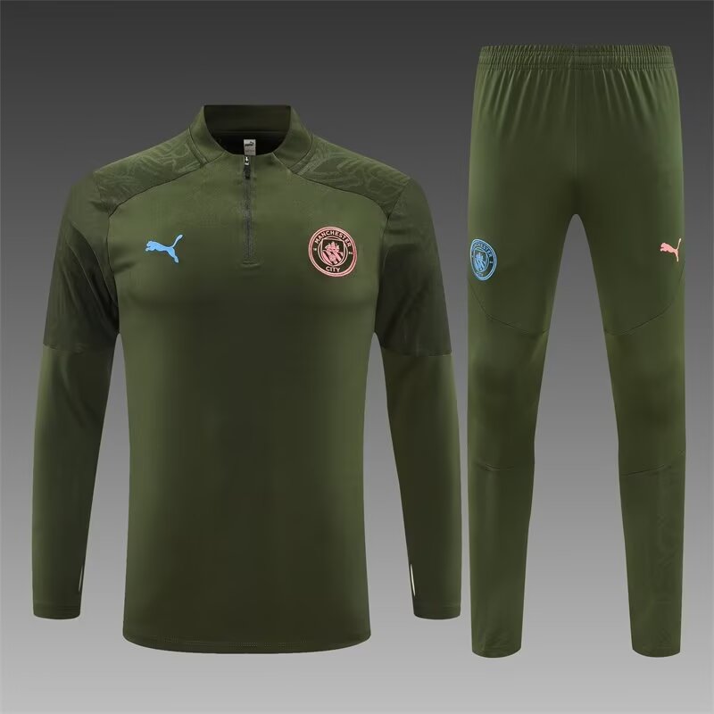 2024/25 Manchester City Army Green Thailand Tracksuit Uniform-801