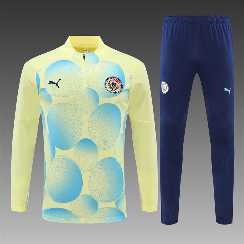 Camouflage 2024/25 Manchester City Yellow & Blue Thailand Tracksuit Uniform-801