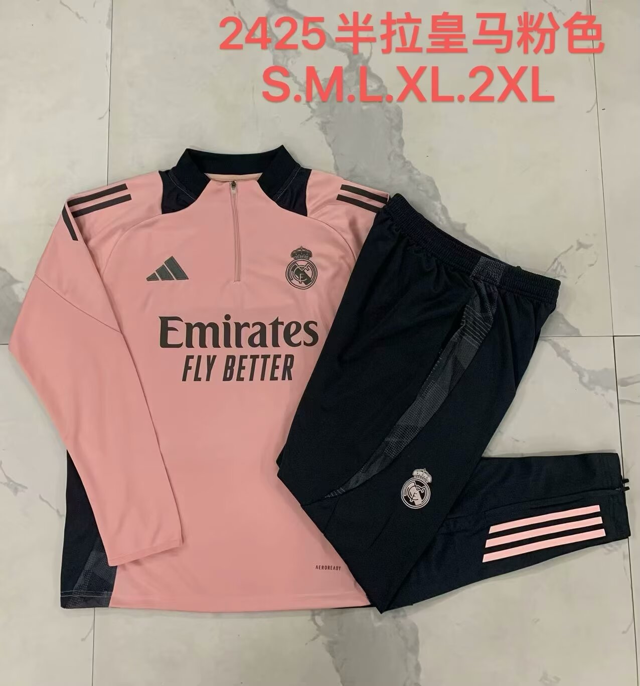 2024/25 Real Madrid Pink Soccer Tracksuit Uniform-815/411