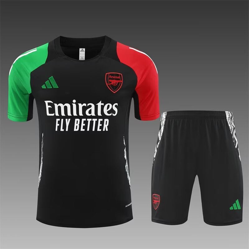 2024/25 Arsenal Black Shorts-Sleeve Soccer Tracksuit Uniform-815/801