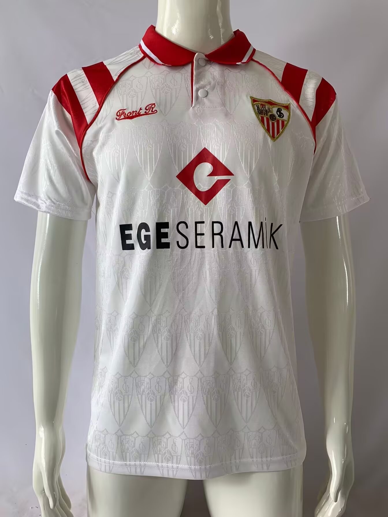 With Ads 92/93 Retro Version Sevilla FC Home White Thailand Soccer Jersey AAA-503