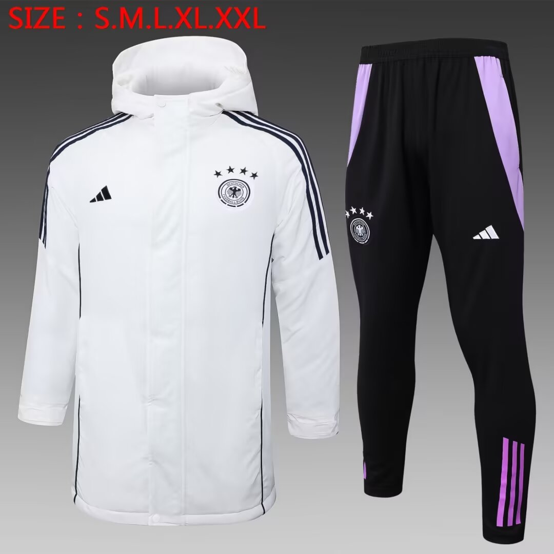 2024/25 Germany White Thailand Soccer Cotton Coat With Hat-815