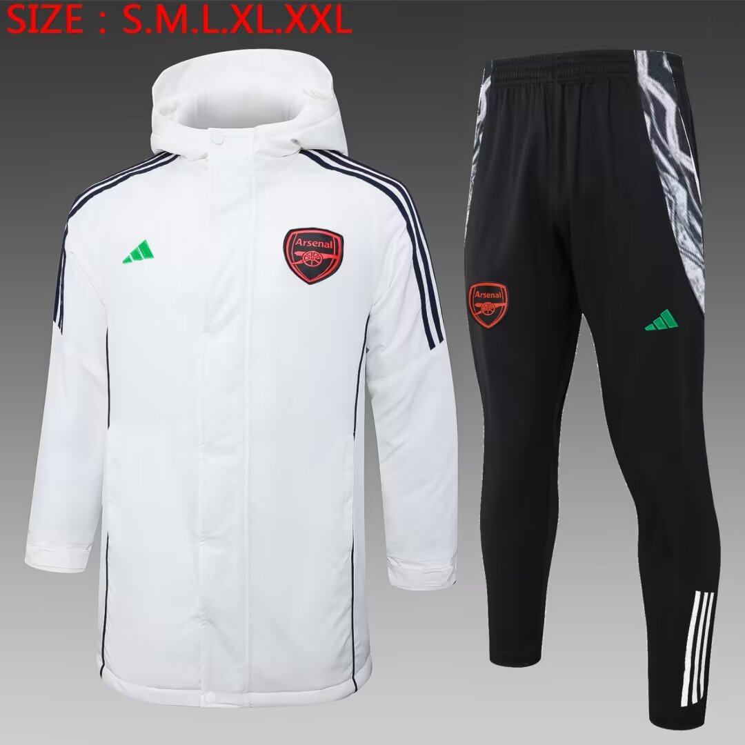 2024/25 Arsenal White Thailand Soccer Cotton Coat With Hat-815