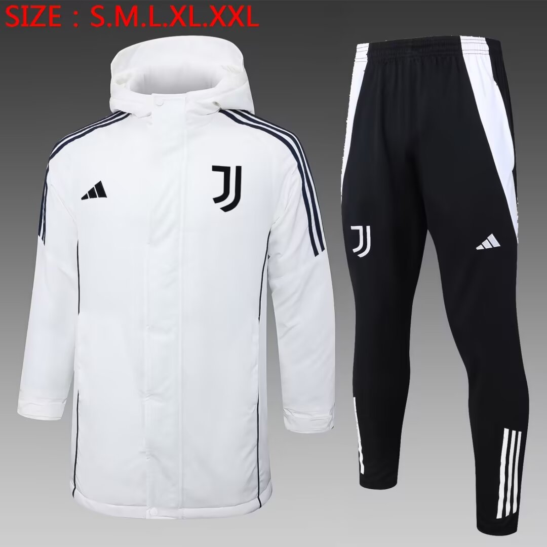 2024/25 Juventus FC White Thailand Soccer Cotton Coat With Hat-815