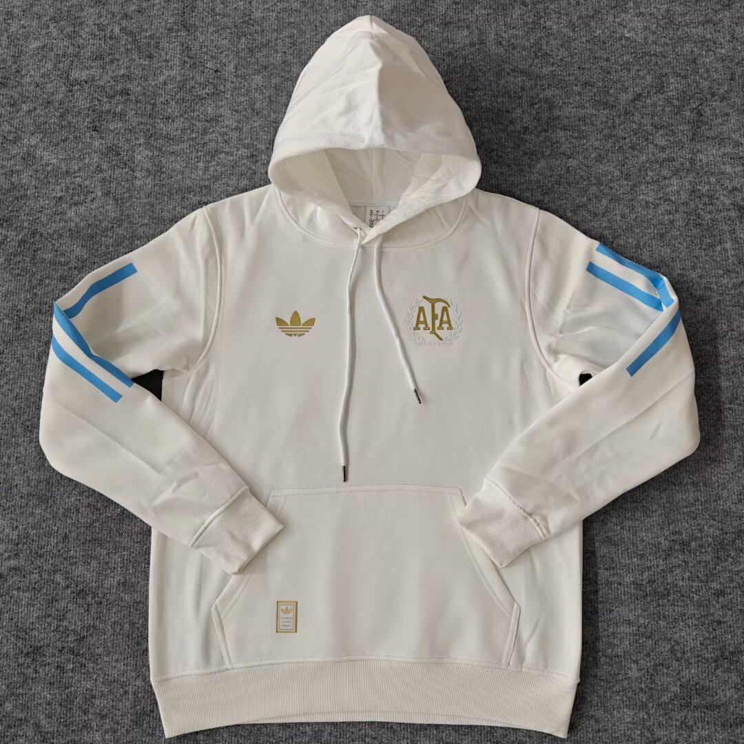 2024/25 Argentina White Thailand Soccer Tracksuit Top With Hat-308