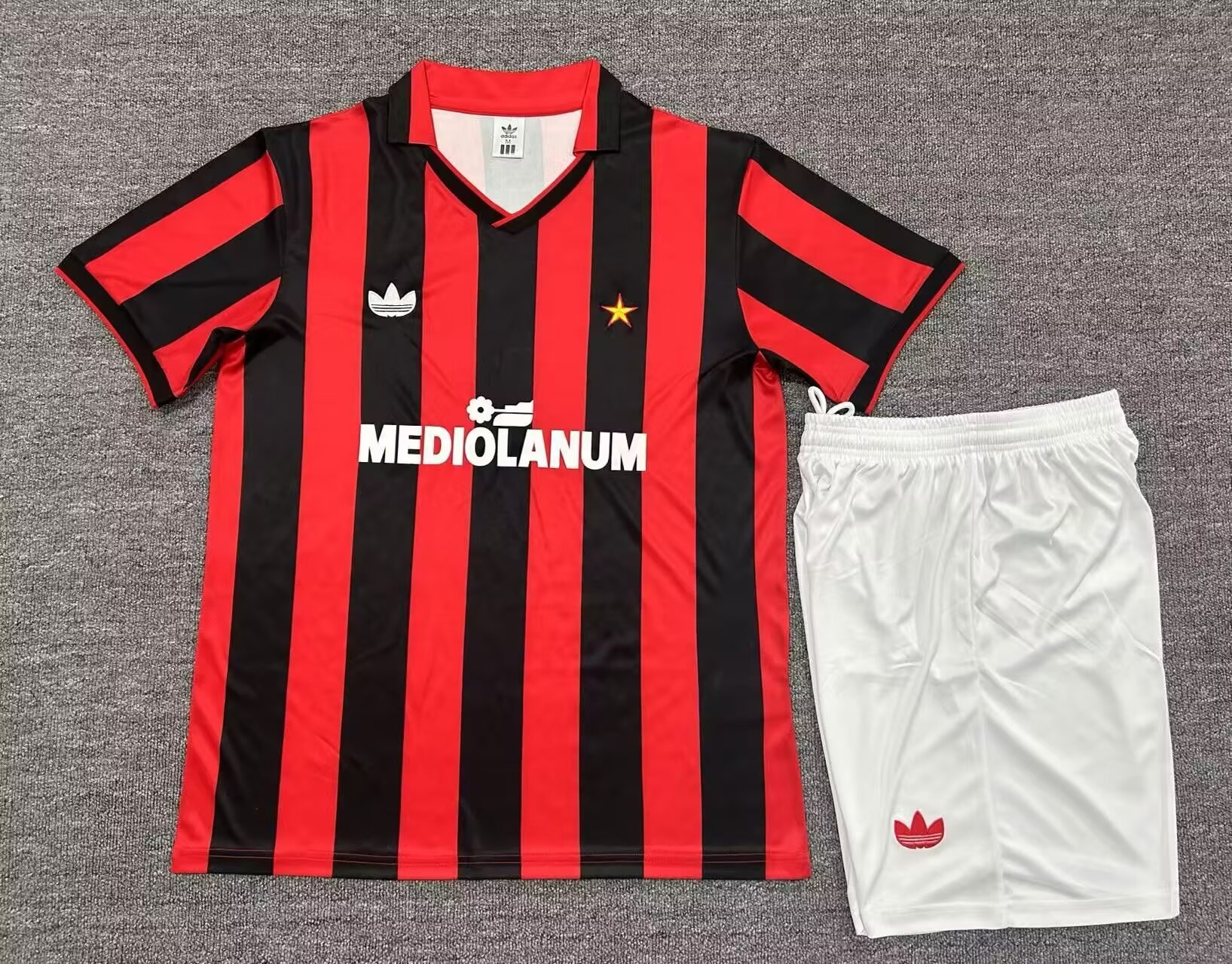 1990-91 Retro Version AC Milan Home Red & Black Soccer Uniform-315