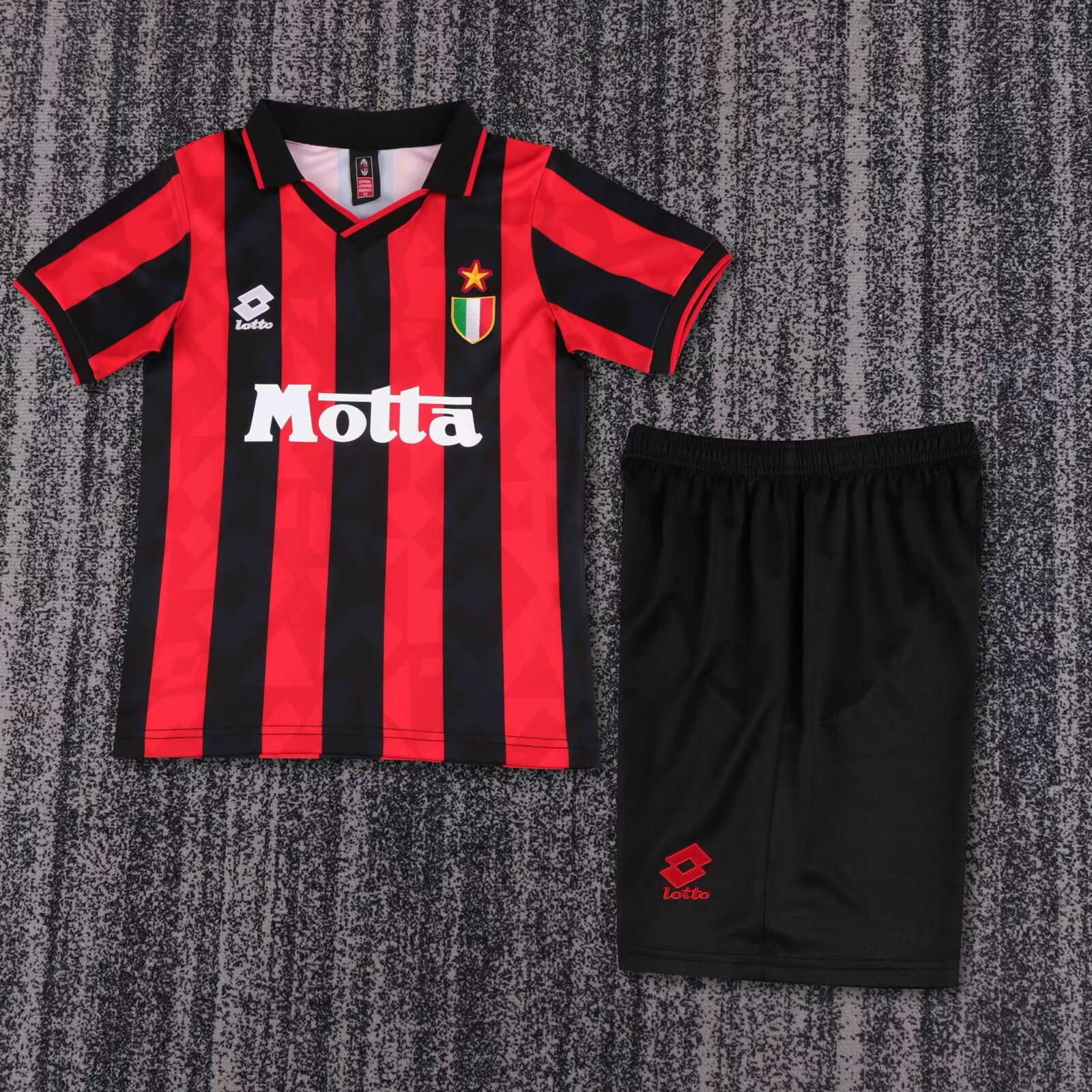 Kids 93-94 Retro Version AC Milan Home Red & black Kids/Youth Soccer Uniform-811