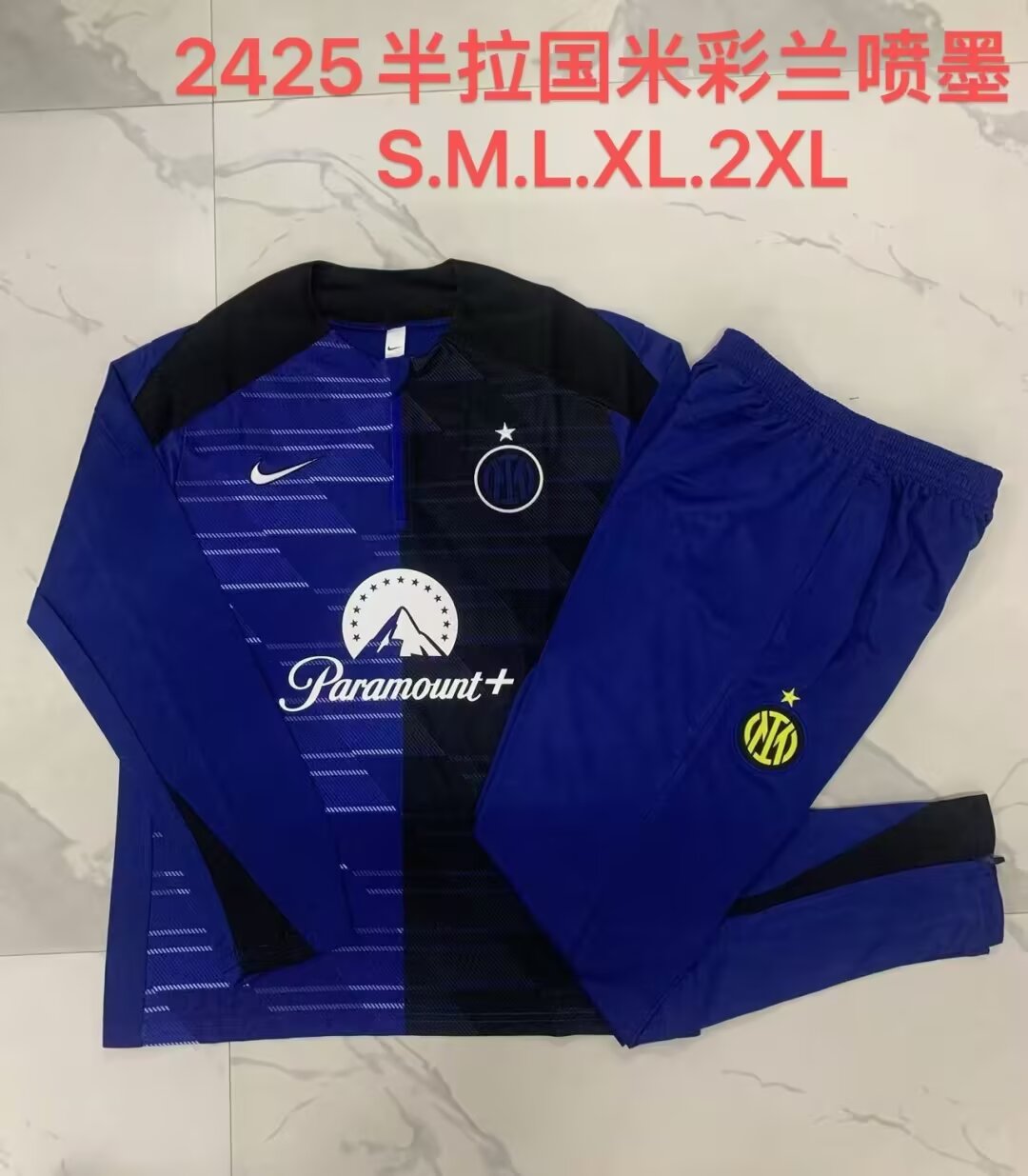 2024/25 Inter Milan Black & Blue Thailand Soccer Tracksuit Uniform-815