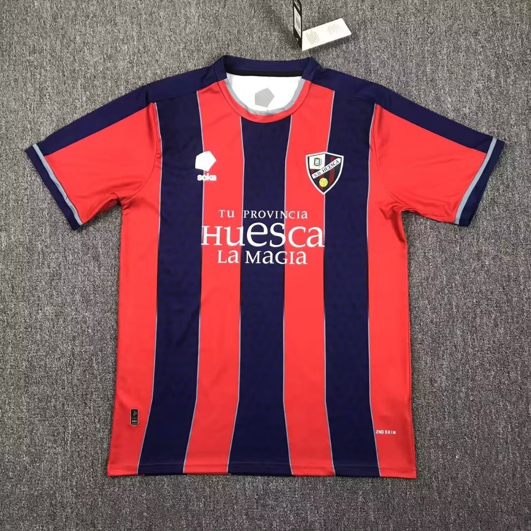 2024/25 SD Huesca Home Red & Black Thailand Soccer Jersey AAA-417