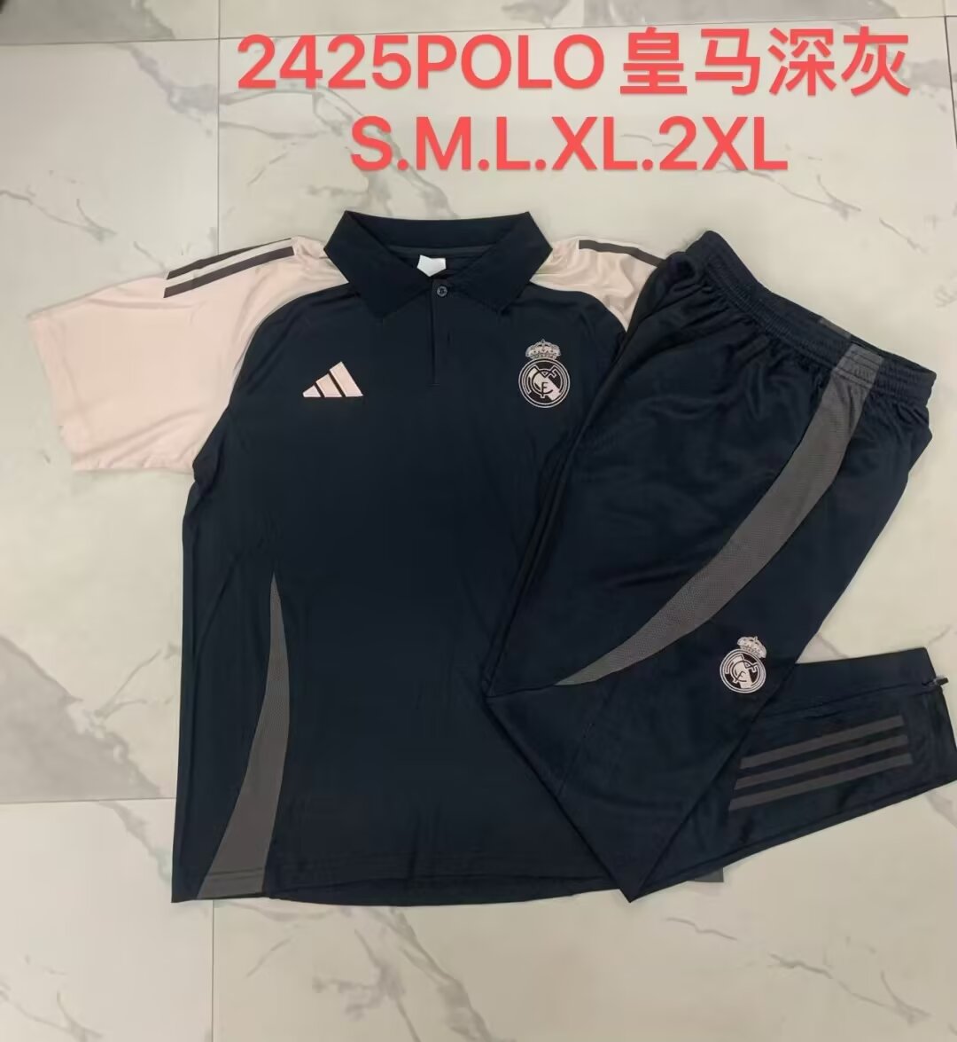 2024/25 Real Madrid Black & Pink Thailand Soccer Polo Uniform-815