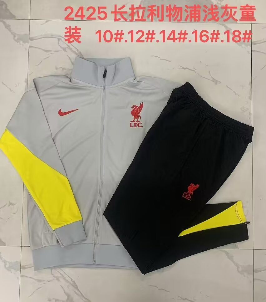 Kids 2024-25 Liverpool Light Gray Thailand Soccer Kids/Youth Jacket Unifom-815