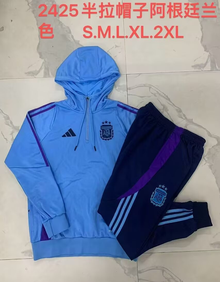 2024/25 Argentina Blue Thailand Soccer Tracksuit Uniform With Hat-815