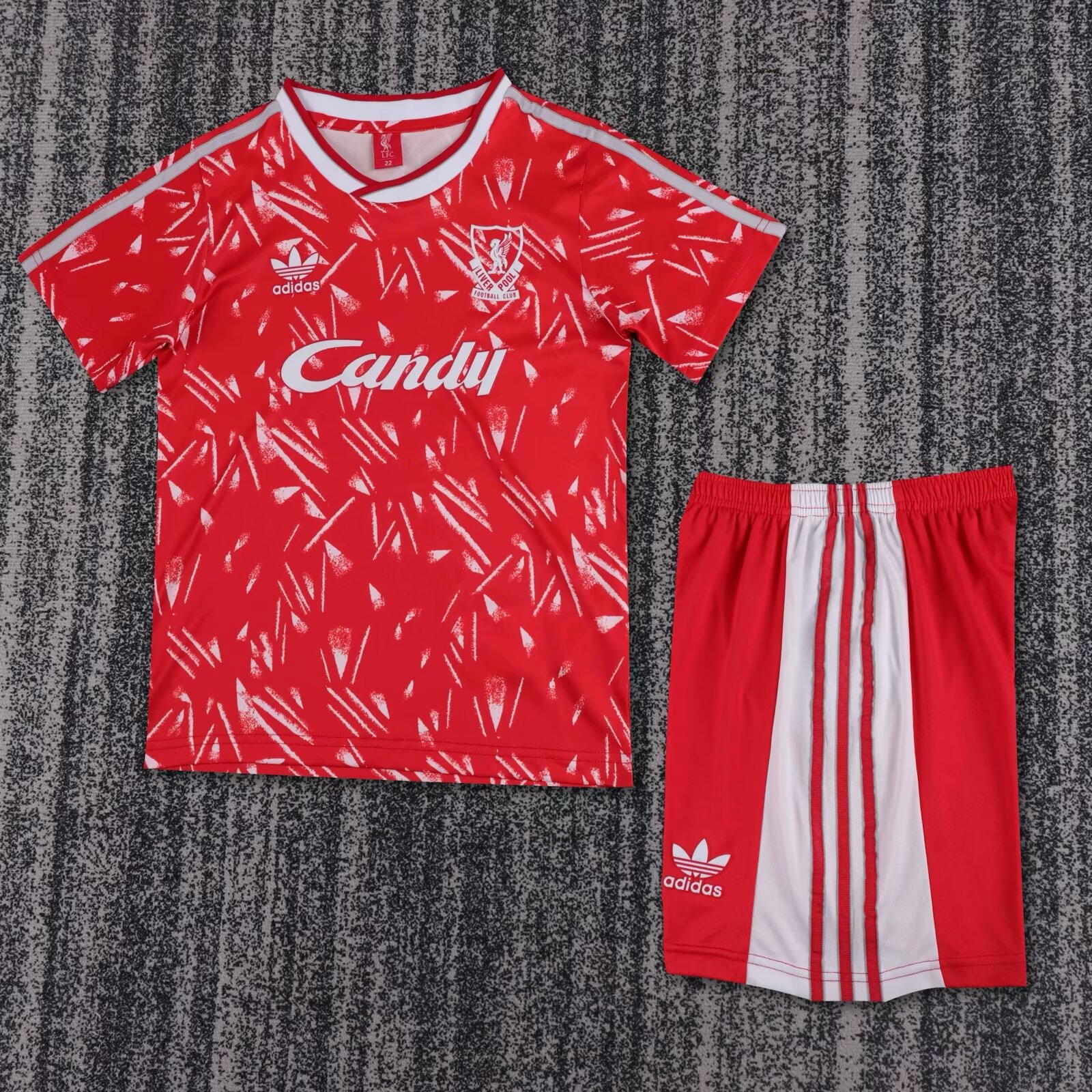 89/91 Retro Version Liverpool Home Red Youth/Kids Soccer Uniform-811