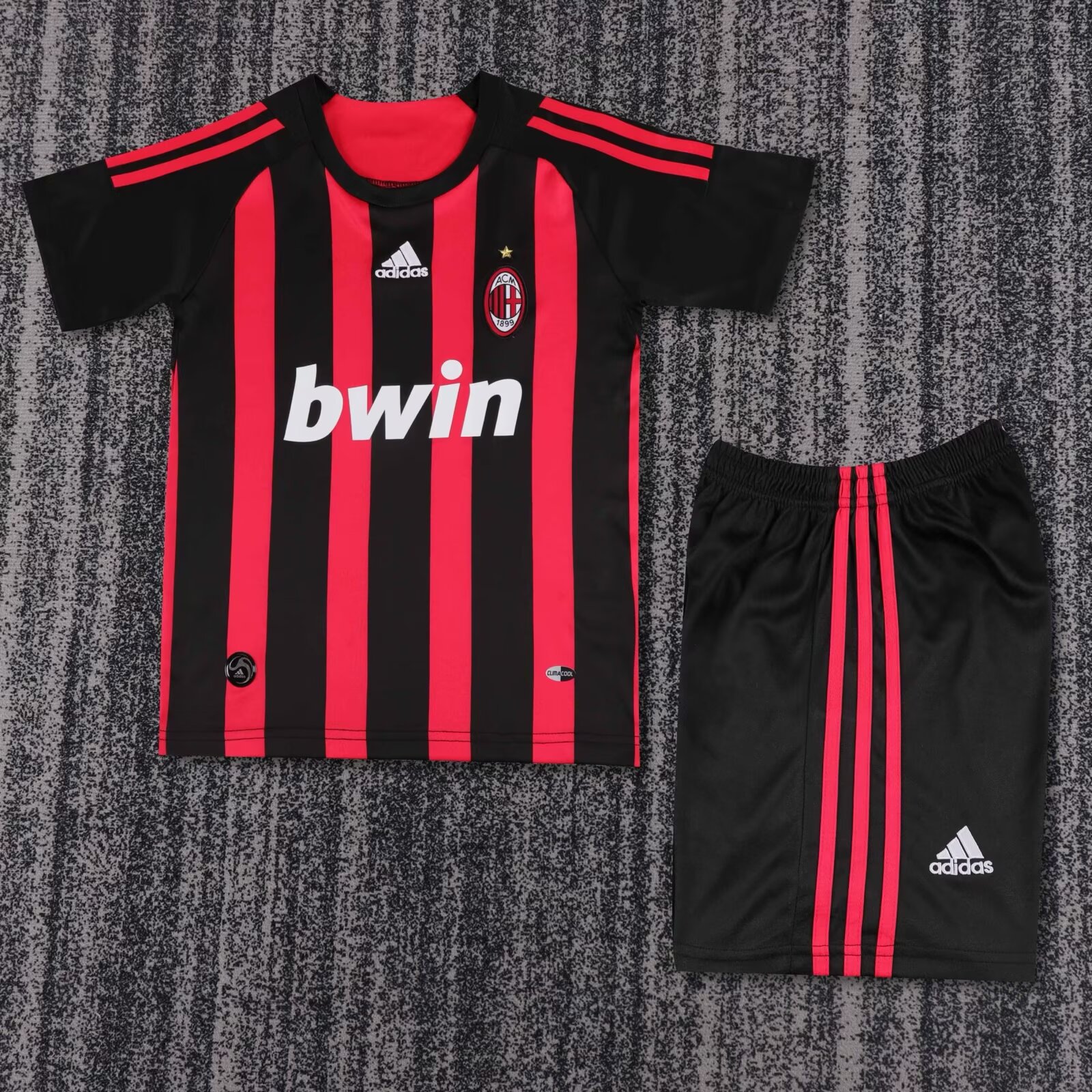 Kids 08 Retro Version AC Milan Home Red & black Kids/Youth Soccer Uniform-811/1040