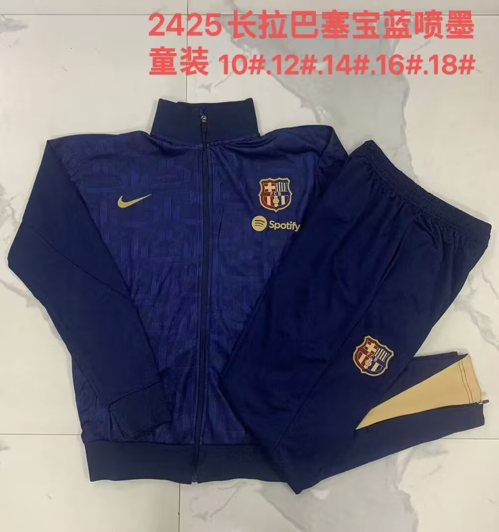 Kids 2024/25 Barcelona Royal Blue Kids/Youth Soccer Jacket Uniform-815