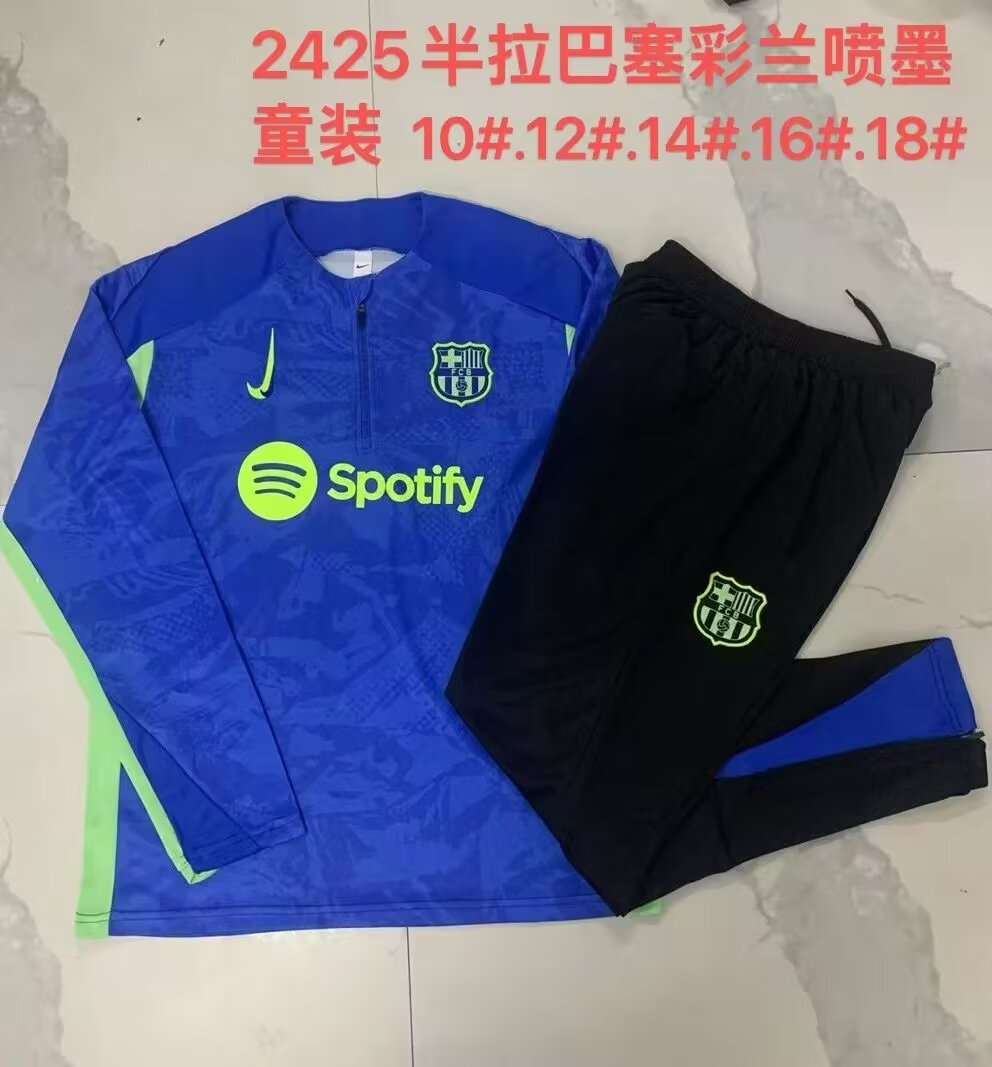 Kids 2024/25 Barcelona CaiBlue Kids/Youth Thailand Soccer Tracksuit Uniform-815