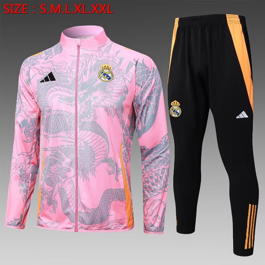 2024/25 Real Madrid Pink & Gray Thailand Jacket Uniform-815