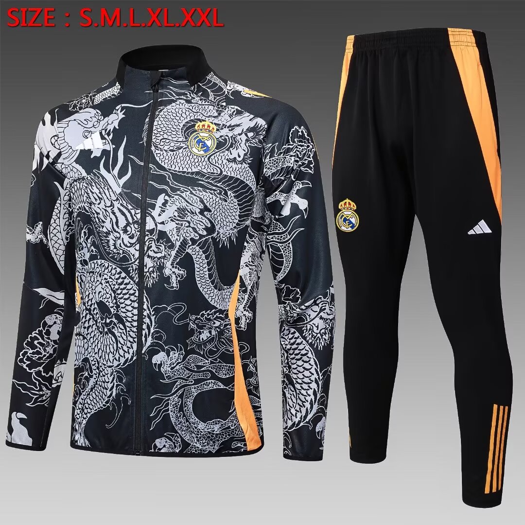 2024/25 Real Madrid Black & Gray Thailand Jacket Uniform-815