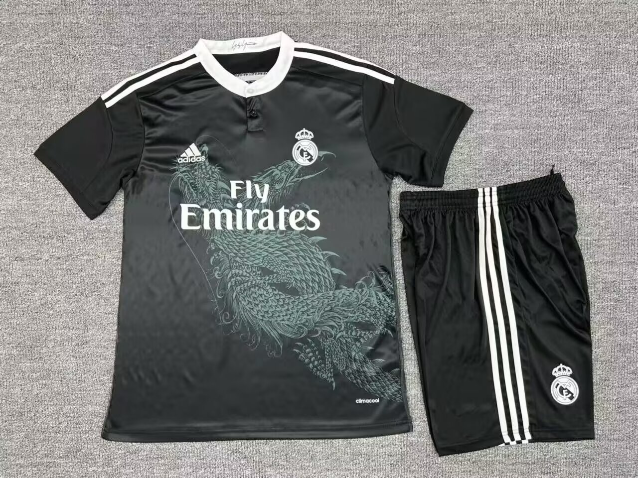 2014/15 Retro Version Real Madrid 2nd Away Black Soccer Uniform-315