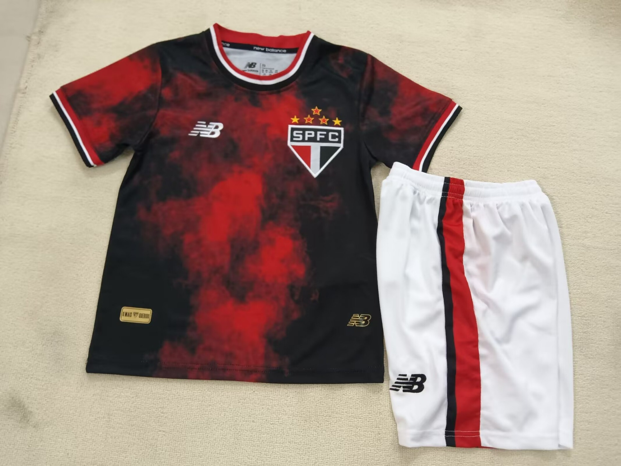 Kids 2024/25 São Paulo FC 2nd Away Red & Black Kids/Youth Soccer Uniform-507