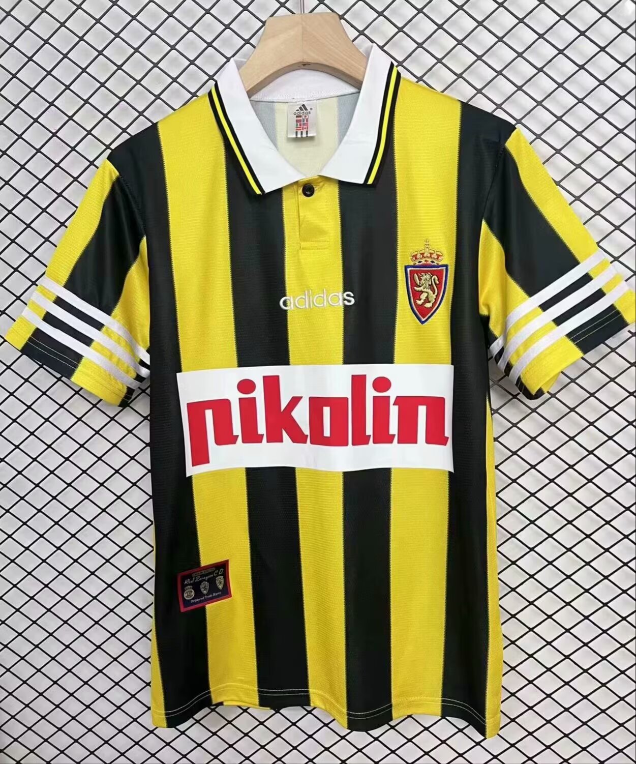 95/96 Retro Version Real Zaragoza 2nd Away Black & Yellow Thailand Soccer Jersey AAA-95