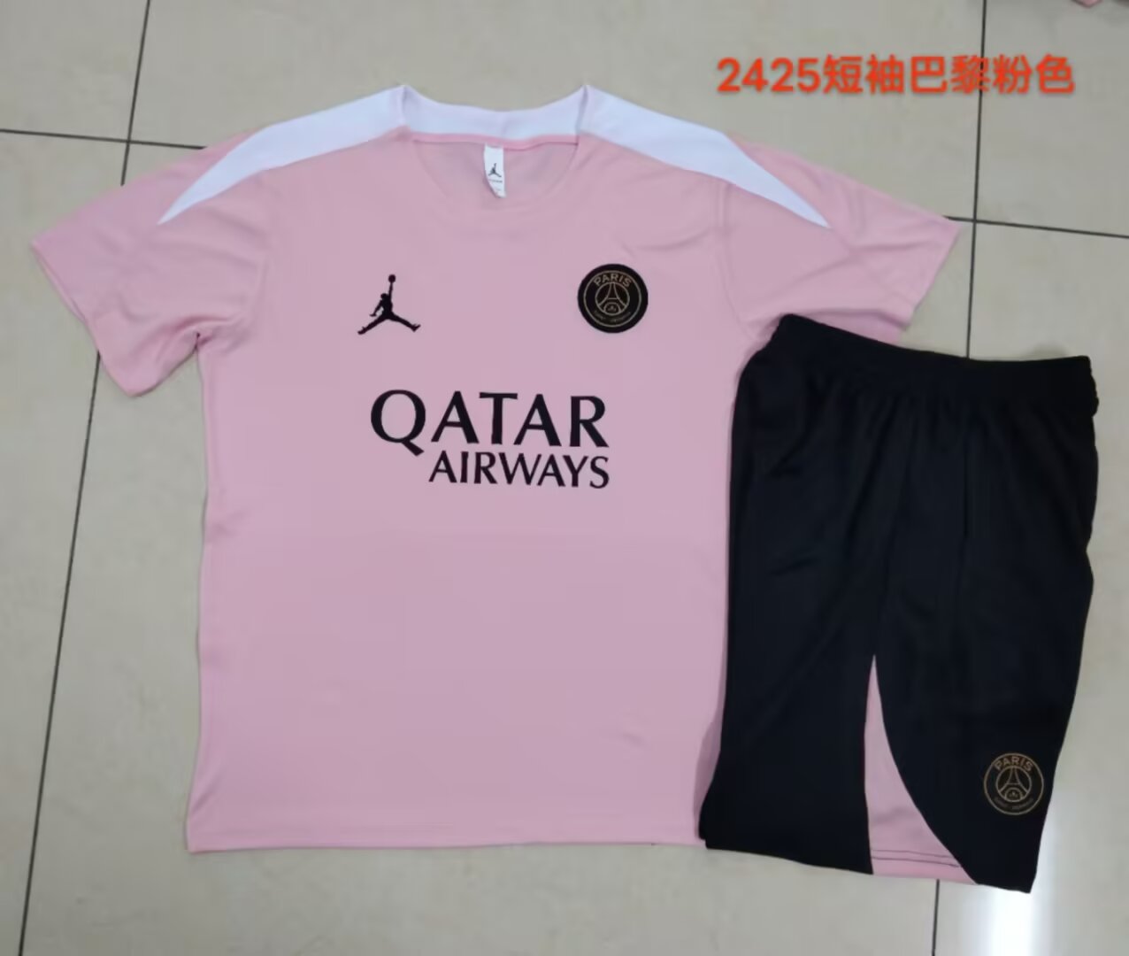 2024/25 Paris SG Pink Shorts-Sleeve Thailand Soccer Uniform-815