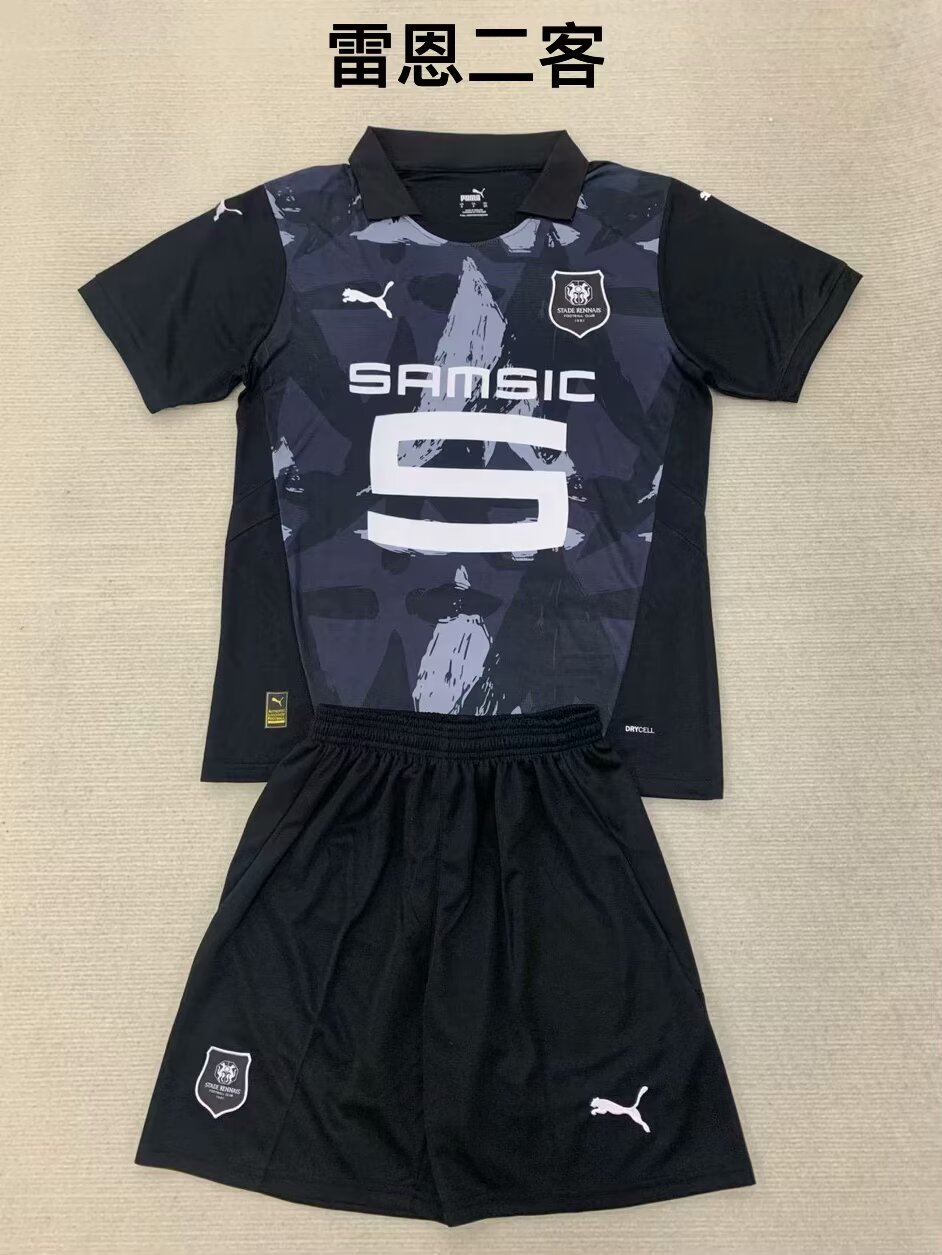 Kids 2024/25 Stade Rennais 2nd Away Black Kids/Youth Soccer Uniform-208