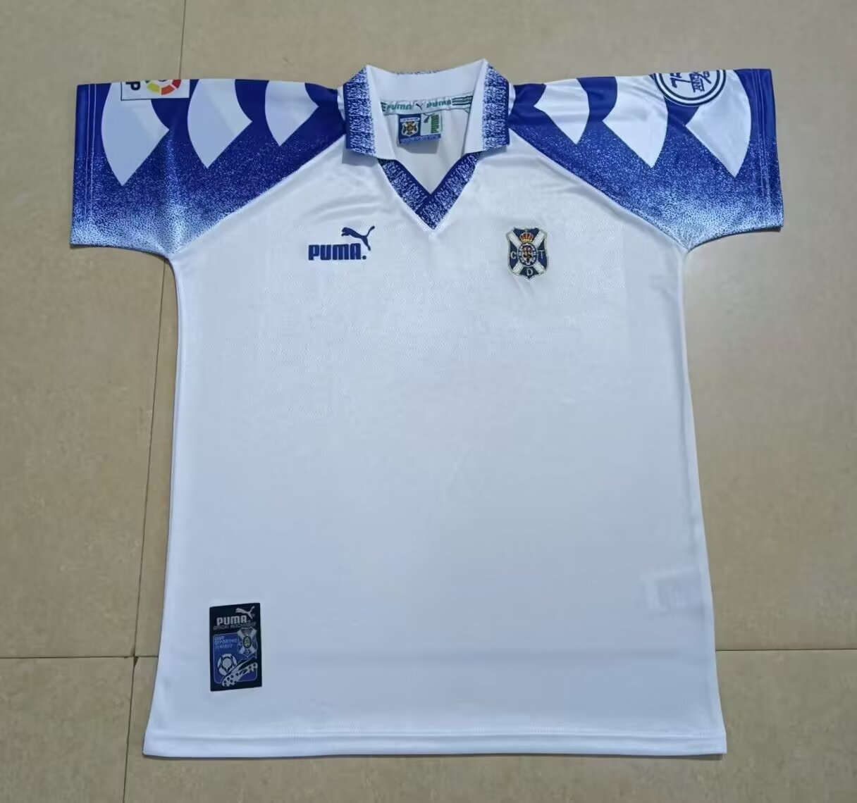 97-98 Retro Version CD Tenerife Home Blue & White Thailand Soccer Jersey-301