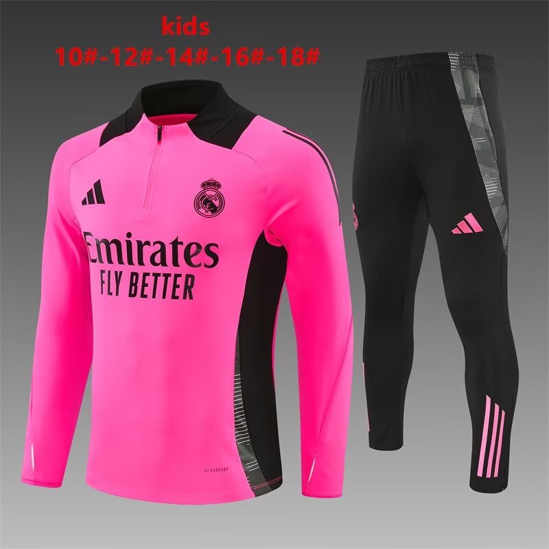 Kids 2024/25 Real Madrid Rose Red Kids/Youth Soccer Tracksuit Uniform-801