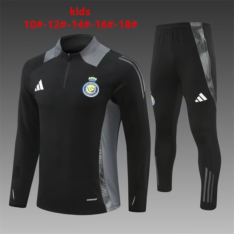 Kids 2024/25 Al-Nassr FC Black Kids/Youth Soccer Tracksuit Uniform-801