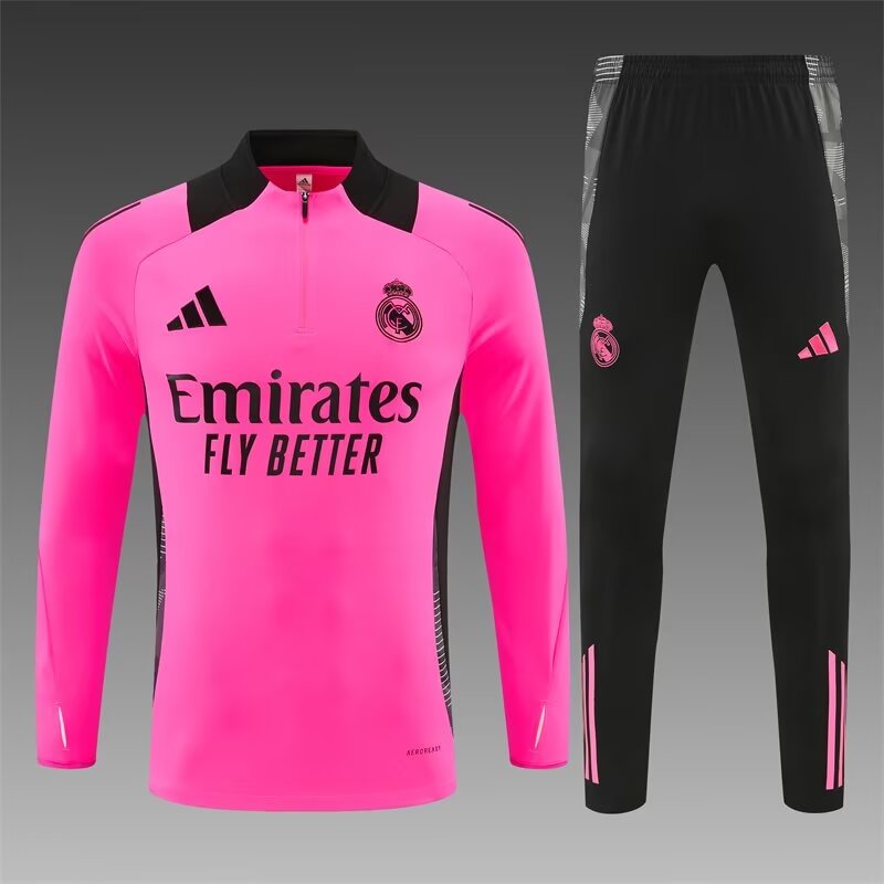 2024/25 Real Madrid Rose Red Soccer Tracksuit Uniform-801/815