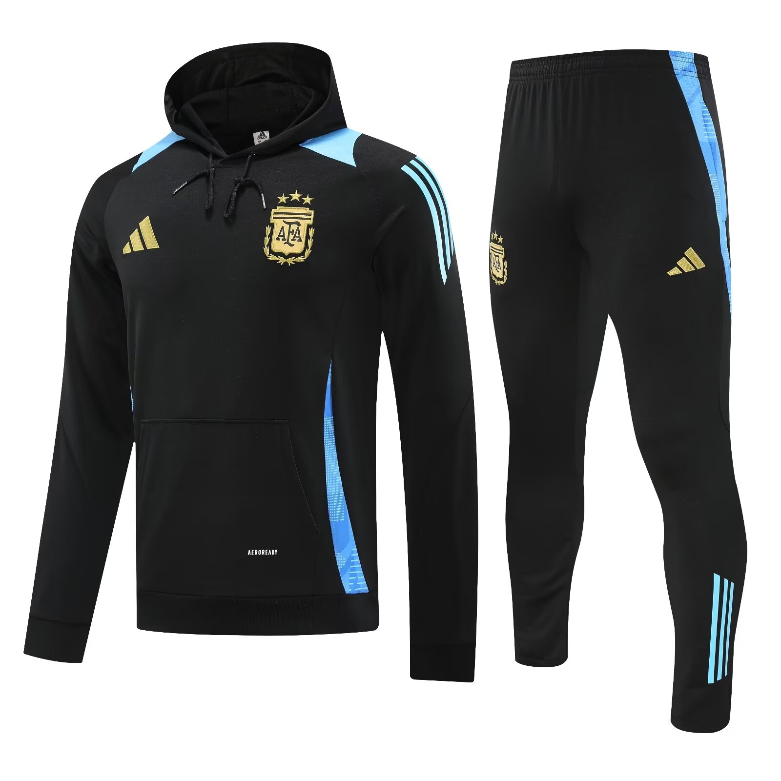 2024/25 Argentina Black Thailand Soccer Tracksuit Uniform With Hat-418