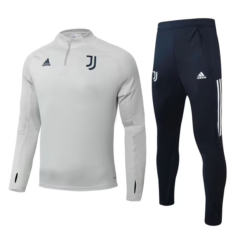 2020 Juventus FC Gray & White Thailand Soccer Tracksuit Uniform-GDP