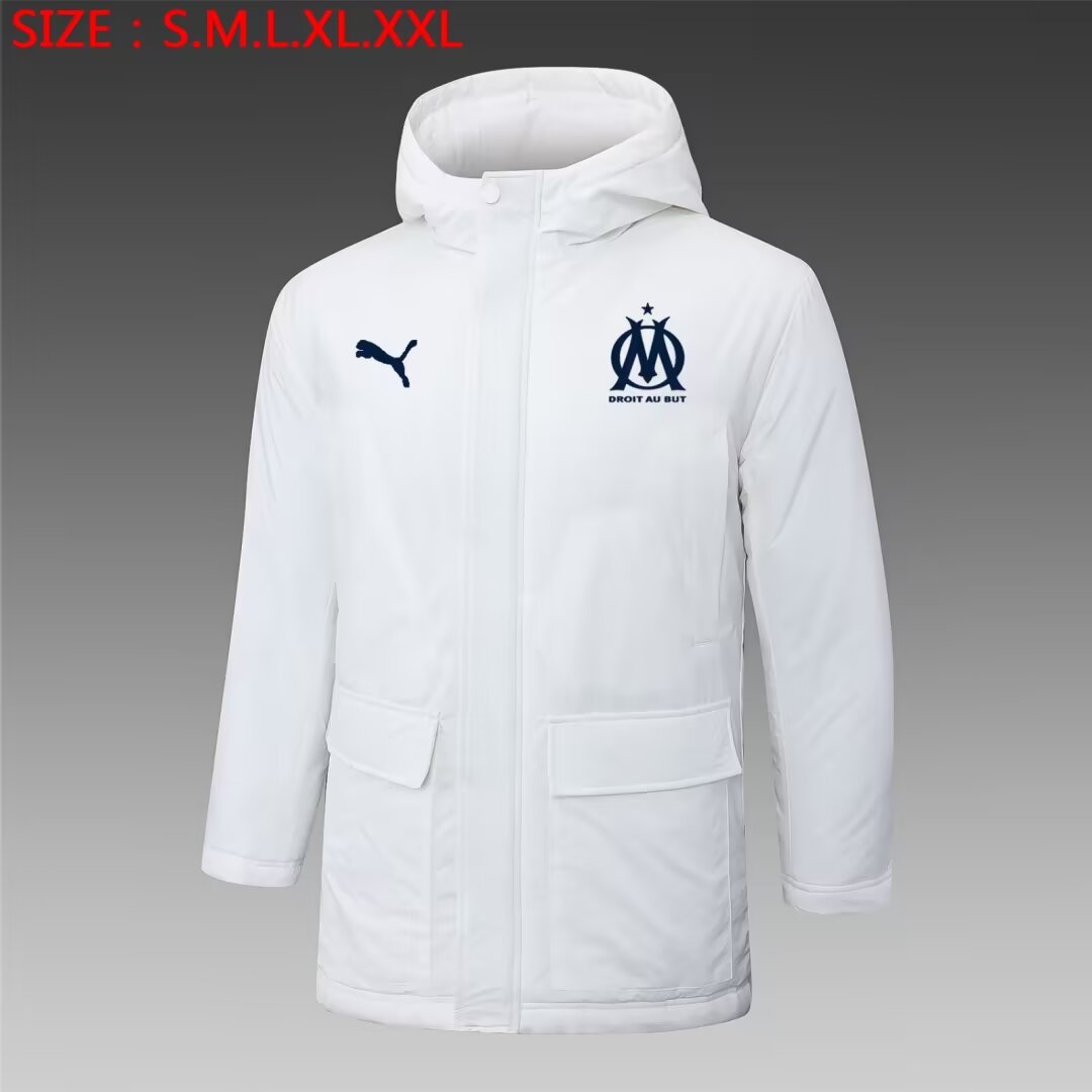 2024/25 Olympique Marseille White Thailand Soccer Cotton Coat With Hat-815