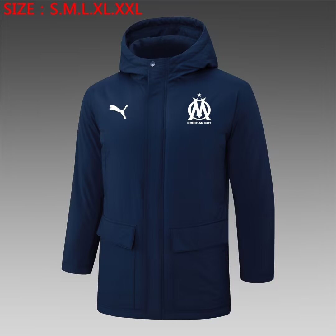 2024/25 Olympique Marseille Royal Blue Thailand Soccer Cotton Coat With Hat-815