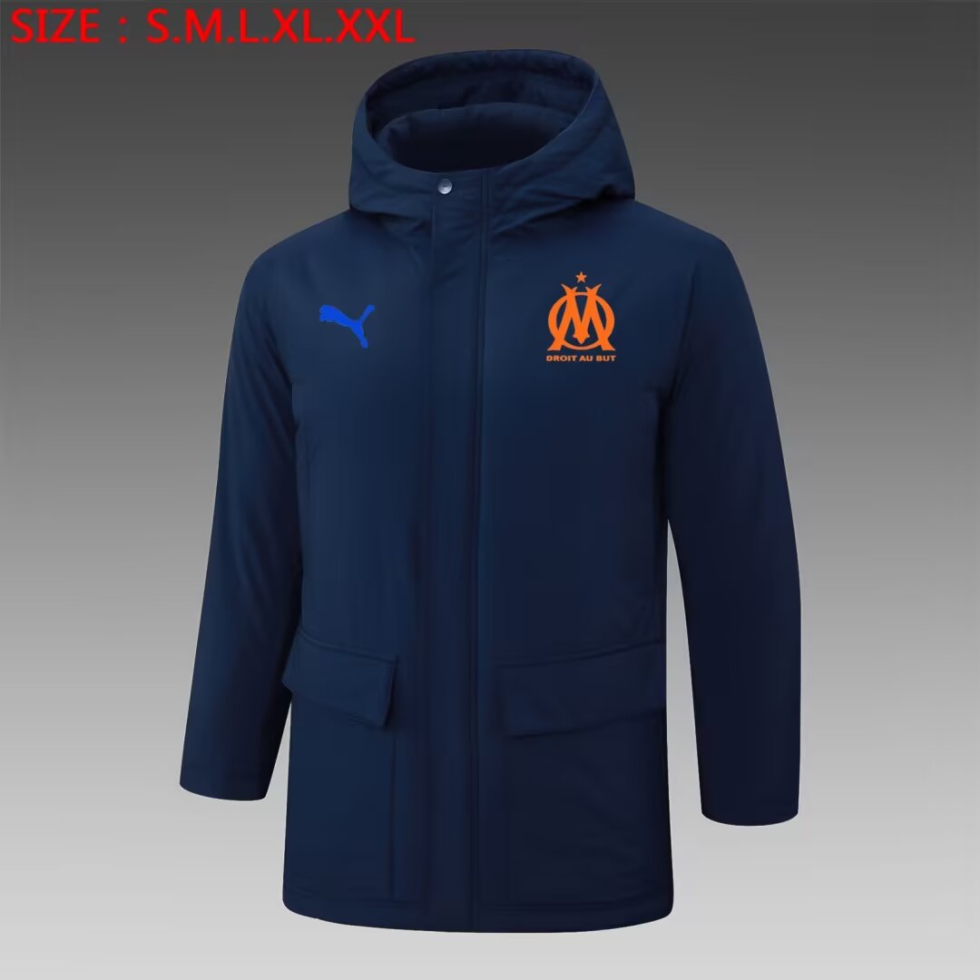 2024/25 Olympique Marseille Royal Blue Thailand Soccer Cotton Coat With Hat-815