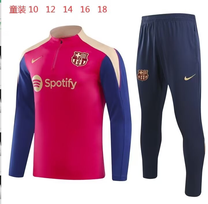 Kids 2024/25 Barcelona Red Kids/Youth Thailand Soccer Tracksuit Uniform-GDP