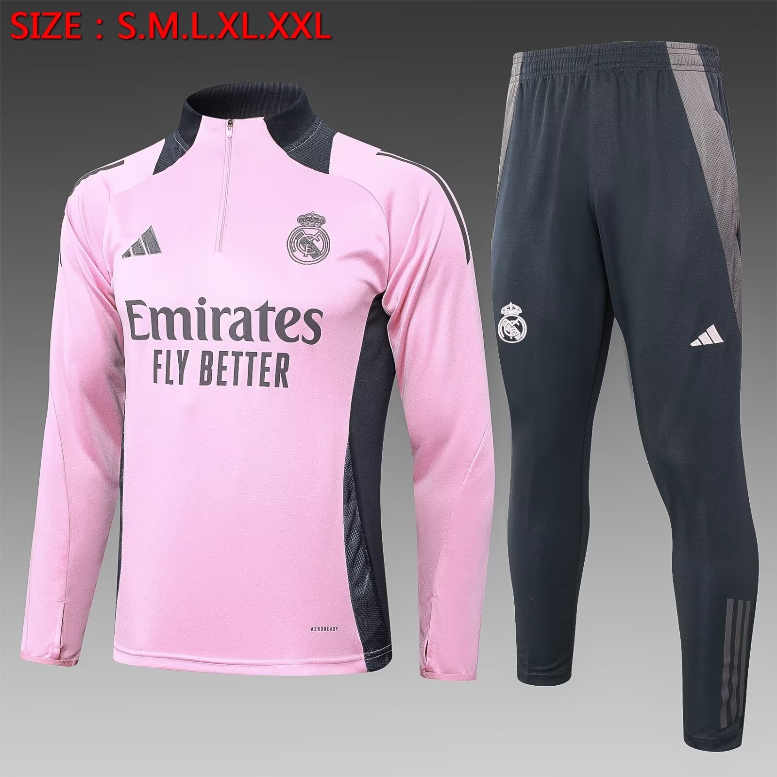 2024/25 Real Madrid Pink Soccer Tracksuit Uniform-815