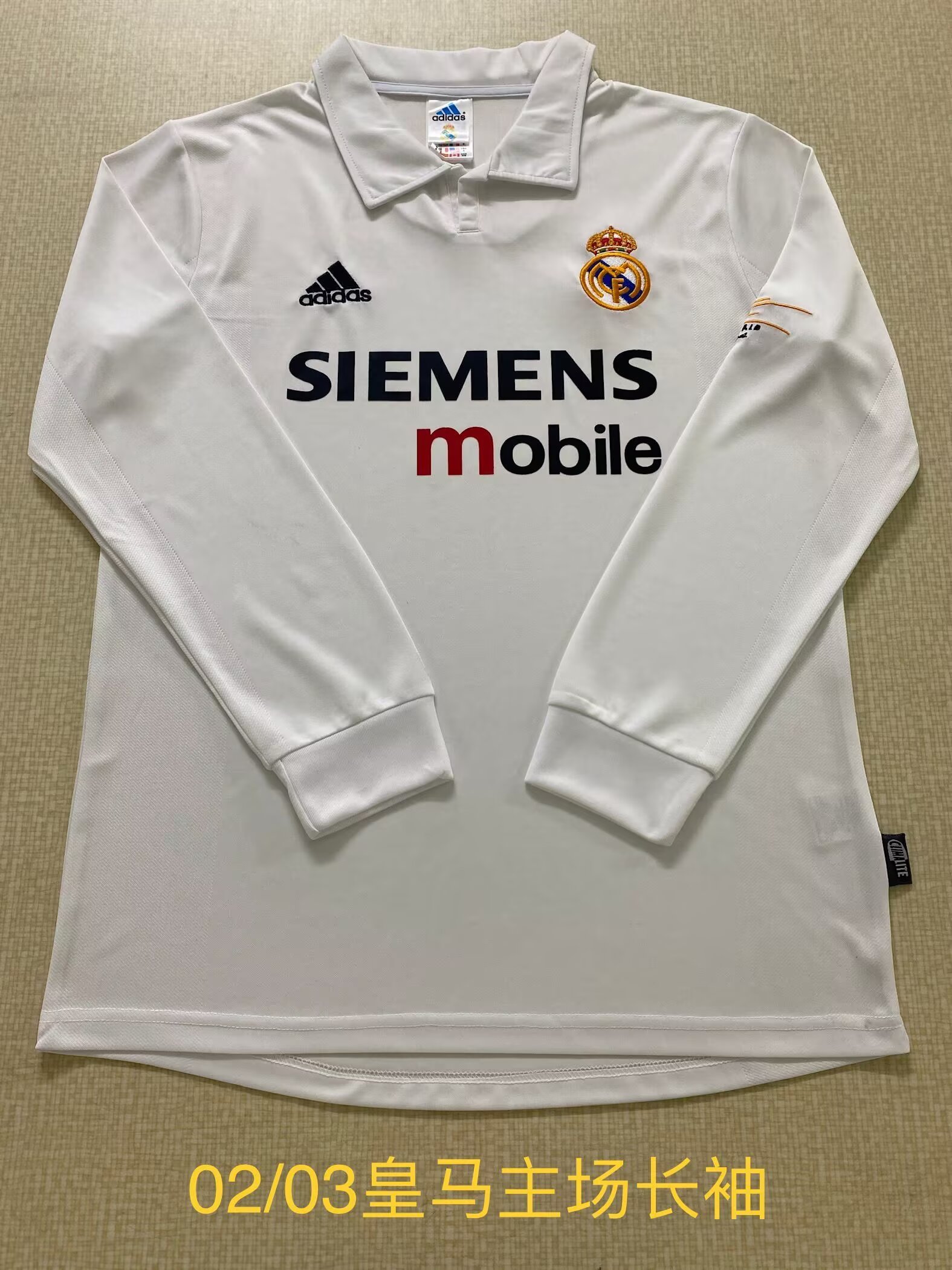 02/03 Retro Real Madrid Home White LS Thailand Soccer Jersey AAA-2041